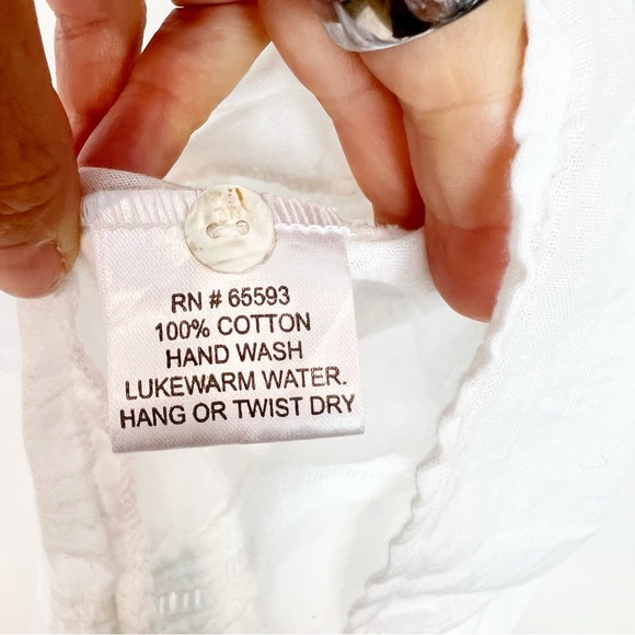 JP & MATTIE EASY ESSENCE WHITE EMBROIDERED SHORT SLEEVE BOHO BLOUSE WOMENS LARGE - Picture 3 of 5